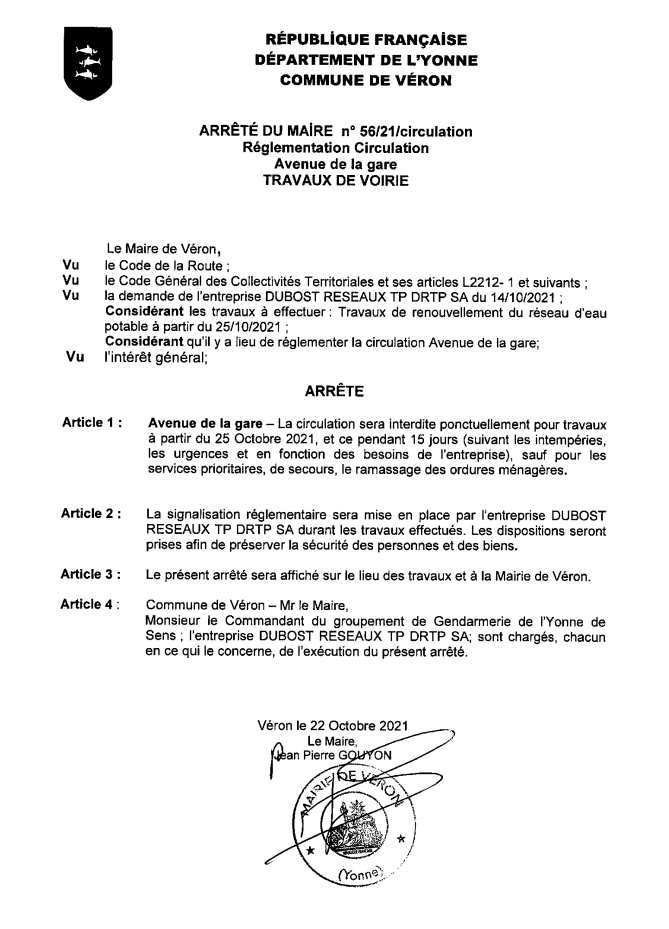ARRETE